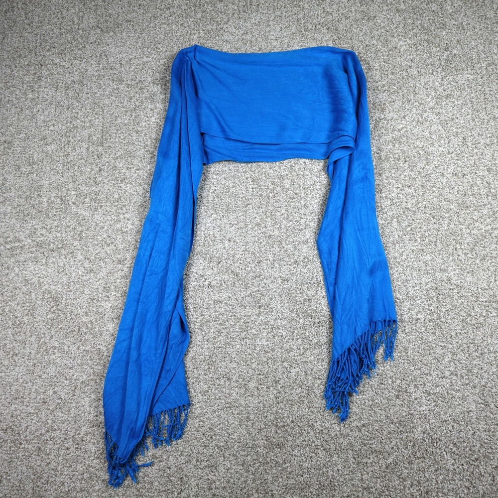 Royal Blue Rayon Pashmina Scarf Fringed Wrap Shawl Solid Color Made in India